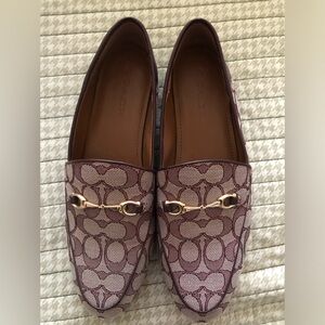 Coach Signature Pattern Loafers with Gold Accent
